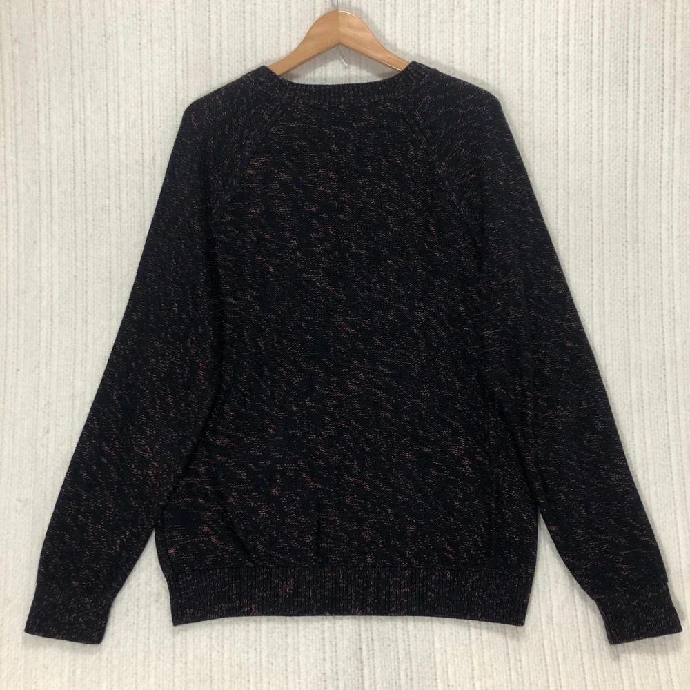 Banana‎ Republic Mens Supima Cotton Marled Knit Sweater Navy Orange Large Raglan